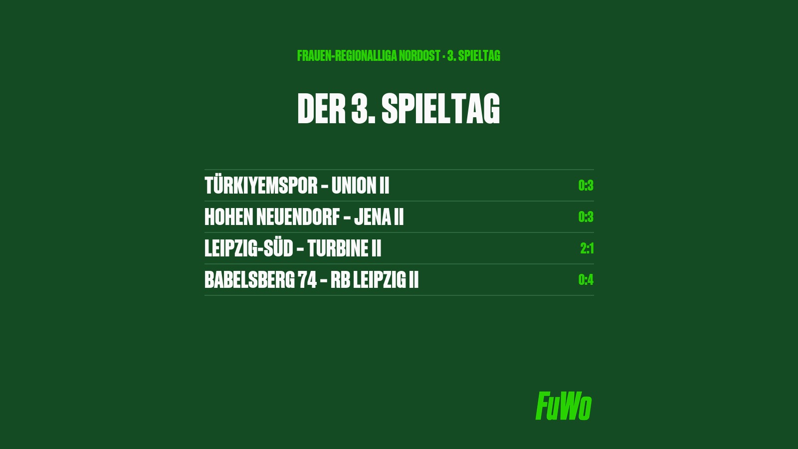 Die vier Ergebnisse des 3. Spieltags der Frauen-Regionalliga Nordost